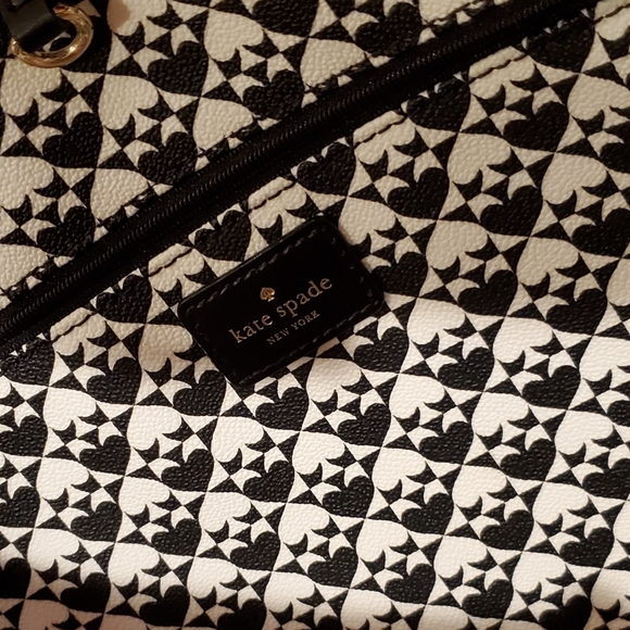 B & W Spades Tote Bag Margareta Penn Style PVC & Leather Excellent Condition - Picture 8 of 15